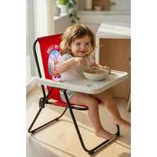 Exent Kids 2–6 Yaş, Sweet Cat Katlanır Portatif Mama Sandalyesi, Tak-Çıkar Masa Ile-Kırmızı