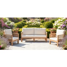 Valeri Masif Ahşap Bahçe Balkon Koltuk Takımı Kestane Ağacı 1 Adet Ikili 2 Adet Tekli