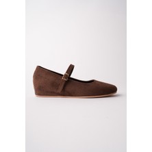 Muggo Kadın Babet Gizli Topuklu Hakiki Deri Ortopedik Tabanlı Kahverengi Günlük Ayakkabı