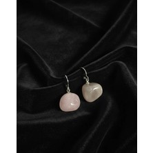 Meneva Aksesuar Pembe Kuvars Doğal Taş Küpe