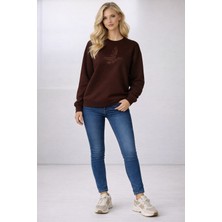 Club Kadın Sweatshirt Uzun Kol Sıfır Yaka Modal Kumaş Kaz Logosu Nakış Işleme Yeni Sezon Trend Yumşak Esnek Rahat