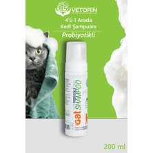 Vetorin Probiyotikli Kedi Şampuanı 4’ü 1 Arada 200 ml | Koku Önleyici, Nemlendirici, Tüy Bakımı