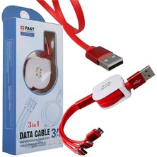 Epilons Powermaster PM-26345 3 In 1 Kırmızı Şarj Kablosu