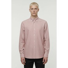 Sabri Özel Giotelli Kahve Slim Fit %100 Pamuklu Düğmeli Yaka Gömlek