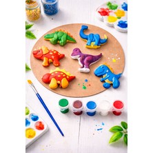 AkanArt Studio 6 Parça Dinozor Boyama Seti – Hobi & Eğitici Boyama Kiti (Boya ve Fırça Dahil)