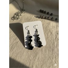 Meneva Aksesuar Obsidyen Doğal Taş Küpe