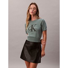 Calvin Klein Kadın Chunky Cotton Graphic Kazak