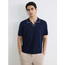 LC Waikiki Lacivert Polo Yaka Kısa Kollu Erkek Triko Kazak