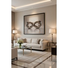 Safir Design Gümüş Işıltılı Sonsuzluk Temalı Şık Çerçeveli Tablo