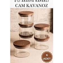 Penthouse 6 Adet 300ML. Akasya Kapaklı Cam Kavanoz Seti / Kahvaltılık / Sosluk