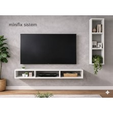 Mobilyacın Dekoratif Duvar Rafı - Tv Ünitesi 2 Parçalı Beyaz 130X90