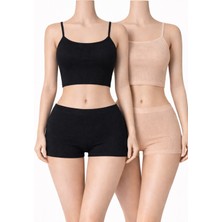 Belpa Likralı Kadın Mini Şort, Kadın Boxer, Kadın Iç Giyim Boxer %95 Pamuk %5 Likra 2 Renkli Paket