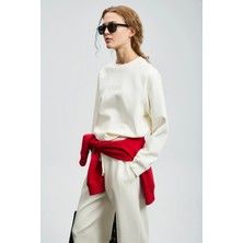 Lufian Alice Kadın Kırık Beyaz Örme Sweatshirt 122030016