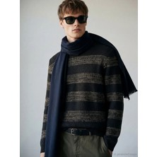 LC Waikiki Haki Bisiklet Yaka Çizgili Erkek Triko Kazak