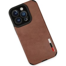 Newface iPhone 14 Pro Max Kılıf Loop Deri Silikon - Kahverengi