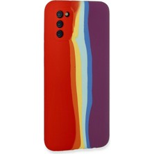 Newface Samsung Galaxy A03S Kılıf Ebruli Lansman Silikon - Kırmızı-Mor