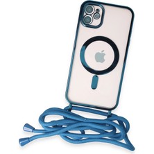 Newface iPhone 11 Kılıf Divo Lazer Askılı Magsafe Kapak - Sierra Blue