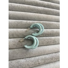 Pink Pastel Mavi Çelik Küpe