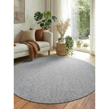 Saraz Halı Yuvarlak Sisal Elit 1016 Gri Hasır Görünümlü Modern Salon Oturma Odası Dört Mevsim Halı