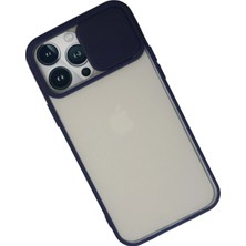 Newface iPhone 13 Pro Max Kılıf Palm Buzlu Kamera Sürgülü Silikon - Lacivert