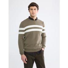 LC Waikiki Turuncu Çizgili Erkek Triko Kazak