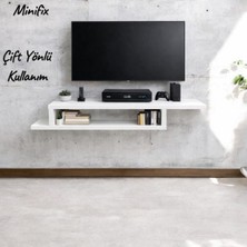 Mobilyacın Dekoratif Raflı Duvar Tv Ünitesi  Z Raf Beyaz 130