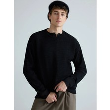 LC Waikiki Siyah Bisiklet Yaka Erkek Triko Kazak