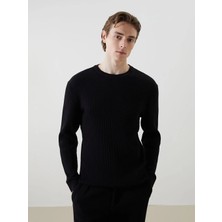 LC Waikiki Siyah Bisiklet Yaka Erkek Triko Kazak