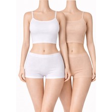 Belpa Likralı Kadın Mini Şort, Kadın Boxer, Kadın Iç Giyim Boxer %95 Pamuk %5 Likra 2 Renkli Paket