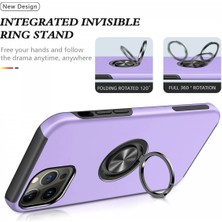 Newface iPhone 13 Pro Kılıf Elit Yüzüklü Kapak - Mor