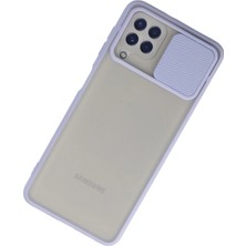 Newface Samsung Galaxy A22 Kılıf Palm Buzlu Kamera Sürgülü Silikon - Lila