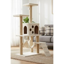 Missidea B10 Hamaklı Yuvalı Lüx Kedi Tırmalama Evi Beyaz