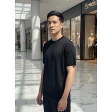 Nakşi Giyim Erkek Triko Tişört Çizgili Dokulu Bisiklet Yaka Günlük Şık Kısa Kollu Üst