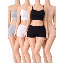 Belpa Likralı Kadın Mini Şort, Kadın Boxer, Kadın Iç Giyim Boxer %95 Pamuk %5 Likra 4 Renkli Paket