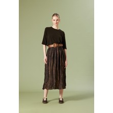 Nisan Triko Desenli Kemerli Etek