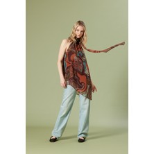 Nisan Triko Desenli Asimetrik Bluz