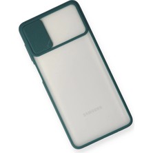 Newface Samsung Galaxy M51 Kılıf Palm Buzlu Kamera Sürgülü Silikon - Yeşil