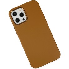 Newface iPhone 12 Pro Max Kılıf Asya Deri Silikon - Kahverengi