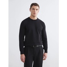 LC Waikiki Siyah Bisiklet Yaka Erkek Triko Kazak