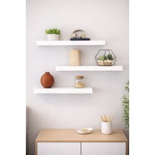 Mobilyacın 3'lü Uçan Duvar Rafı Set Gizli Raf- Beyaz 15X30