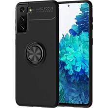 Newface Samsung Galaxy S21 Plus Kılıf Range Yüzüklü Silikon - Siyah