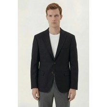 Sabri Özel Erkek Siyah Regular Fit Mono Yaka Ceket