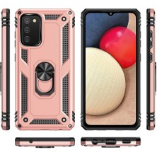 Newface Samsung Galaxy A02S Kılıf Sofya Yüzüklü Silikon Kapak - Rose