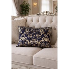 Lena Maison Lalezar Varaklı Kırlent Kılıfı Lacivert-Gold 30X47 cm