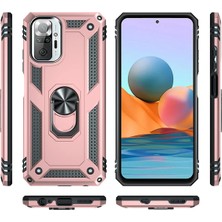 Newface Xiaomi Redmi Note 10 Pro Kılıf Sofya Yüzüklü Silikon Kapak - Rose