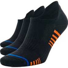 Sonnors 3 Çift Çizgili Sneaker Siyah Kadın Erkek Pamuklu Spor Çorap