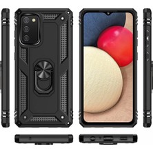 Newface Samsung Galaxy A03S Kılıf Sofya Yüzüklü Silikon Kapak - Siyah