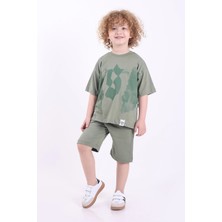 Mixima S Baskılı Arma Detaylı 3-6 Yaş Oversize Erkek Çocuk Şortlu Yazlık Takım