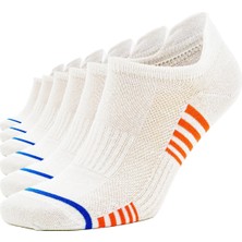 Sonnors 6 Çift Çizgili Sneaker Beyaz Kadın Erkek Pamuklu Spor Çorap