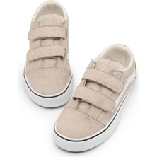 Tonny Black Çocuk Unisex Bej Kauçuk Taban Rahat Kalıp Çift Cırtlı Ayakkabı